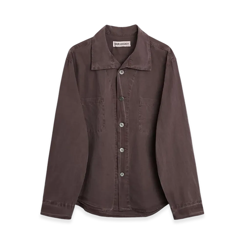OUR LEGACY Funnel Shirt "Charcoal Bordeaux Dense Poplin"