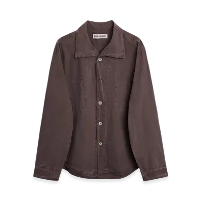 OUR LEGACY Funnel Shirt "Charcoal Bordeaux Dense Poplin"