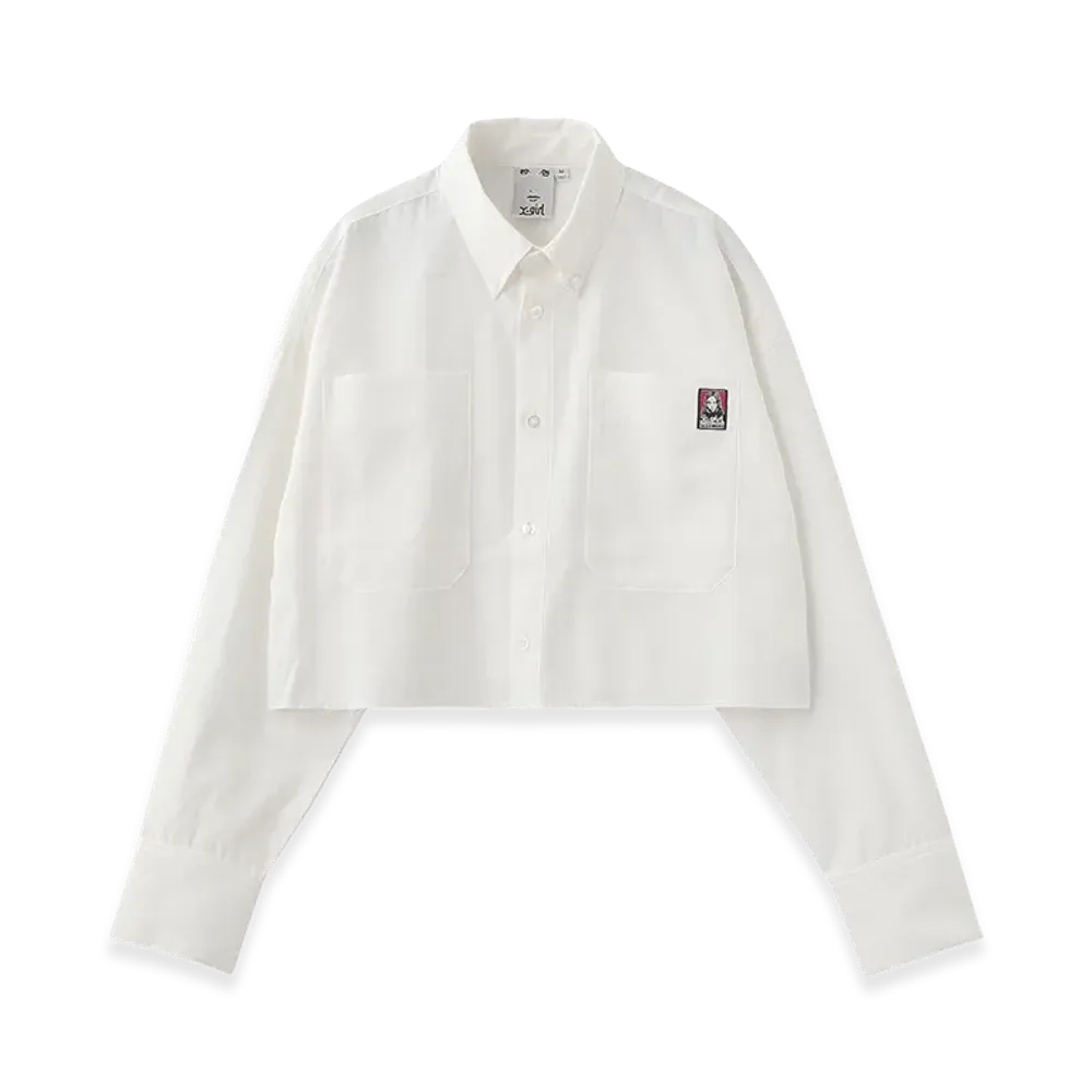 X-Girl Women's Face Cropped L/S Shirt "White"