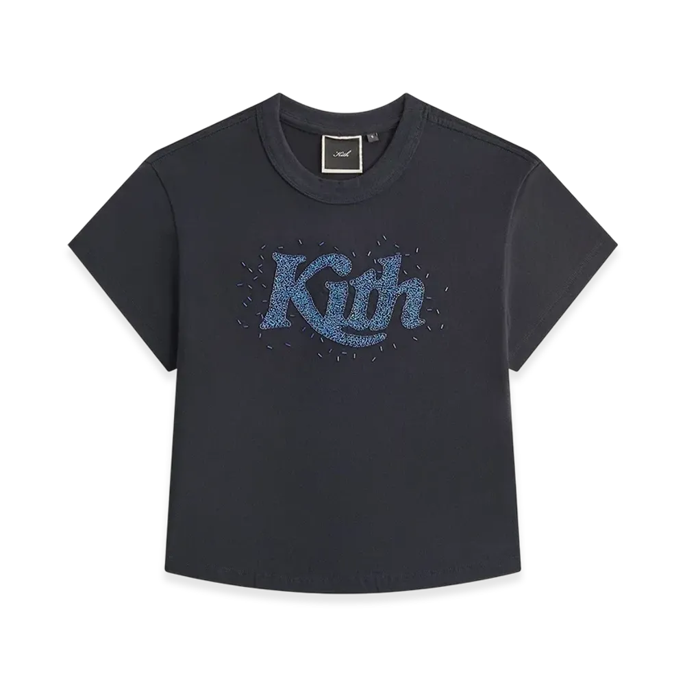 Kithmas Women Mulberry Vintage Embellished Swash Logo Tee "Black"