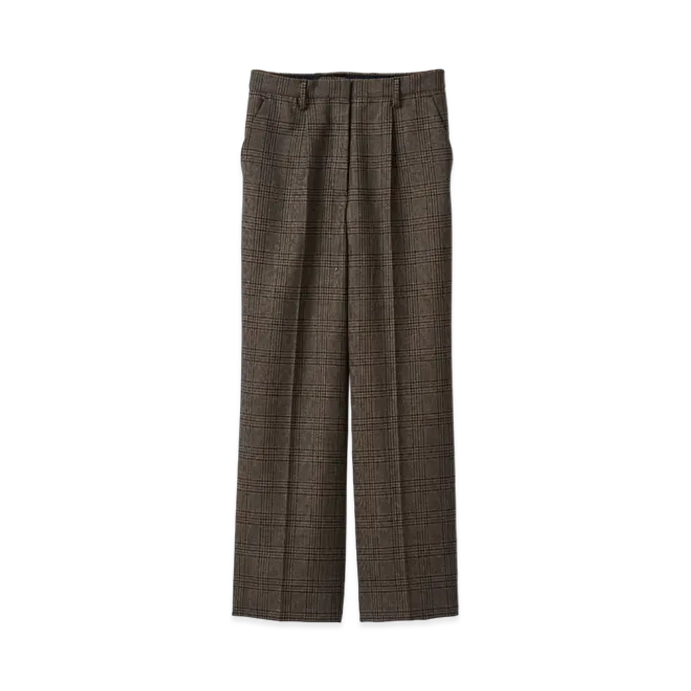 MIU MIU Women's Prince of Wales Check Pants "Bark Brown"