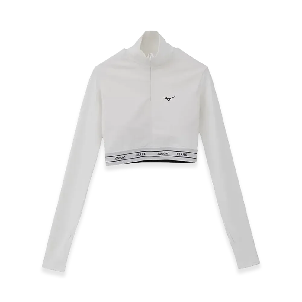 CLANE x Mizuno Half Zip Long Sleeve Tops "White"