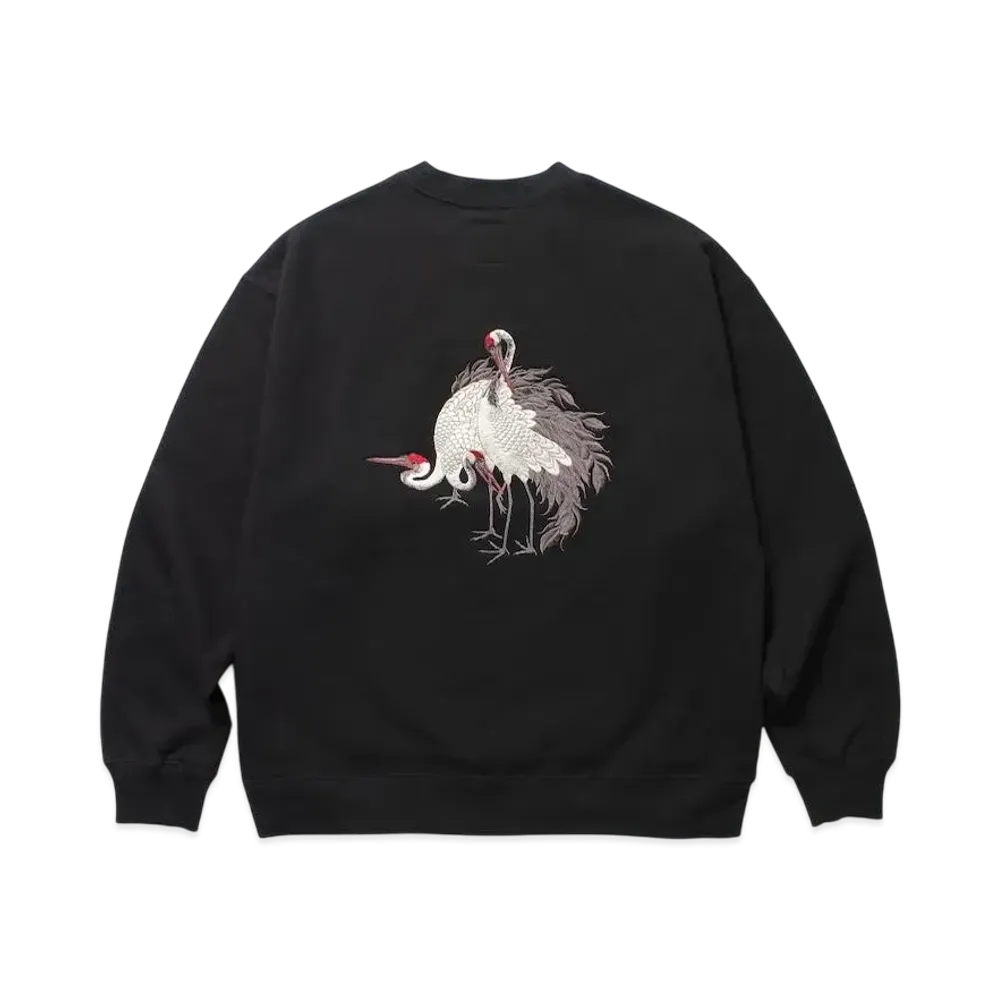 APHRODITEGANG Gakkin x Budspool Red Eyed Crane Crew Neck Sweat Shirt "Black"