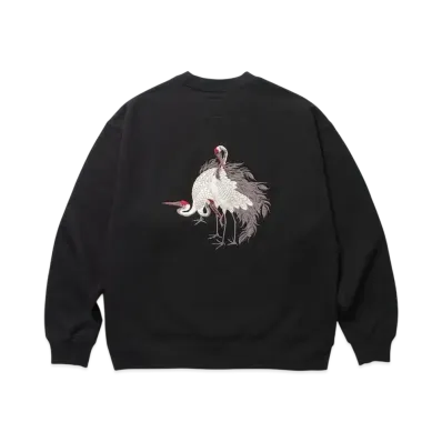 APHRODITEGANG Gakkin x Budspool Red Eyed Crane Crew Neck Sweat Shirt "Black"