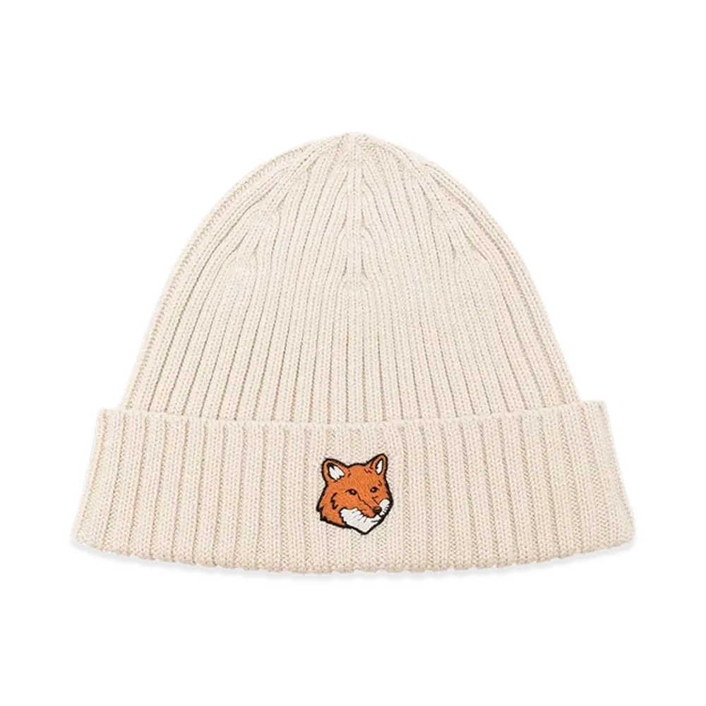 Maison Kitsune Women's Cotton Beanie Hat "Beige"