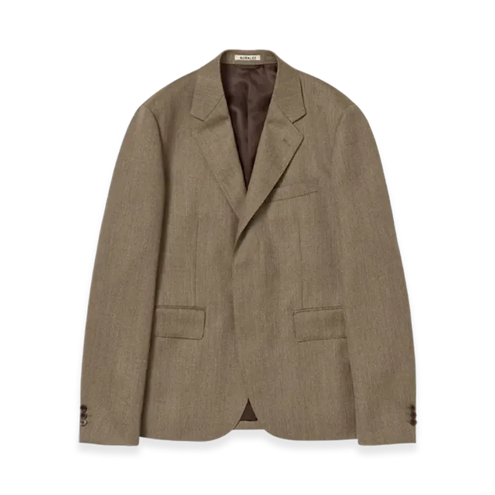 AURALEE Bluefaced Wool Dobby Over Jacket "Brown"
