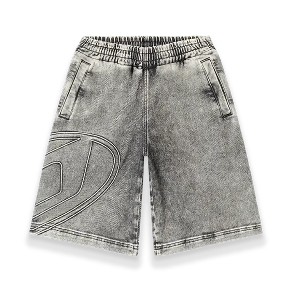 Diesel D-Enny-S Track Track Denim Bermudas With Oval D "Gray"