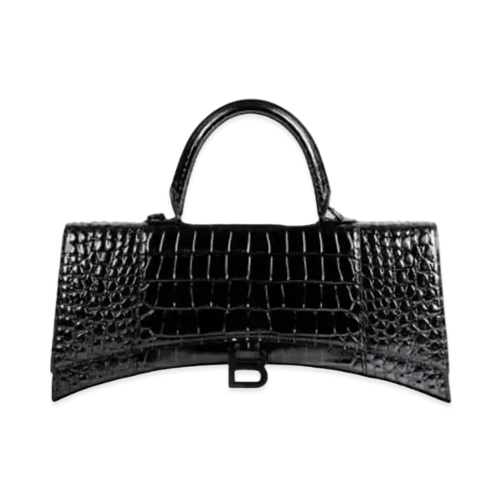 BALENCIAGA Women's Hourglass Streched Top Handle Bag "Black"