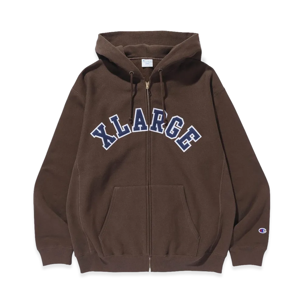 XLARGE x Champion Reverse Weave Zip Hooded Sweatshirt "Brown"