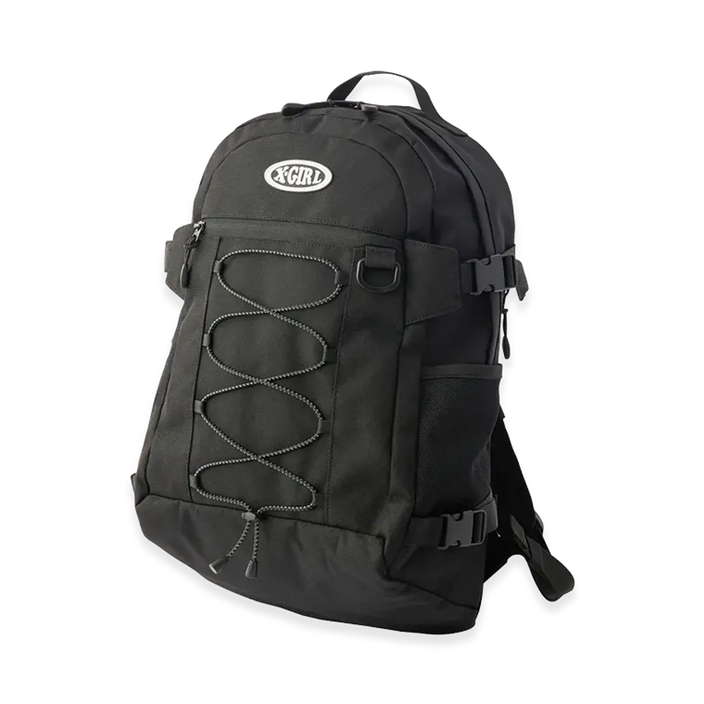 X-Girl Women's Oval Logo Bungee Cord Backpack "Black"