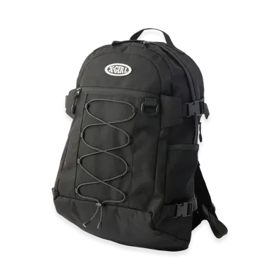 X-Girl Women's Oval Logo Bungee Cord Backpack "Black"