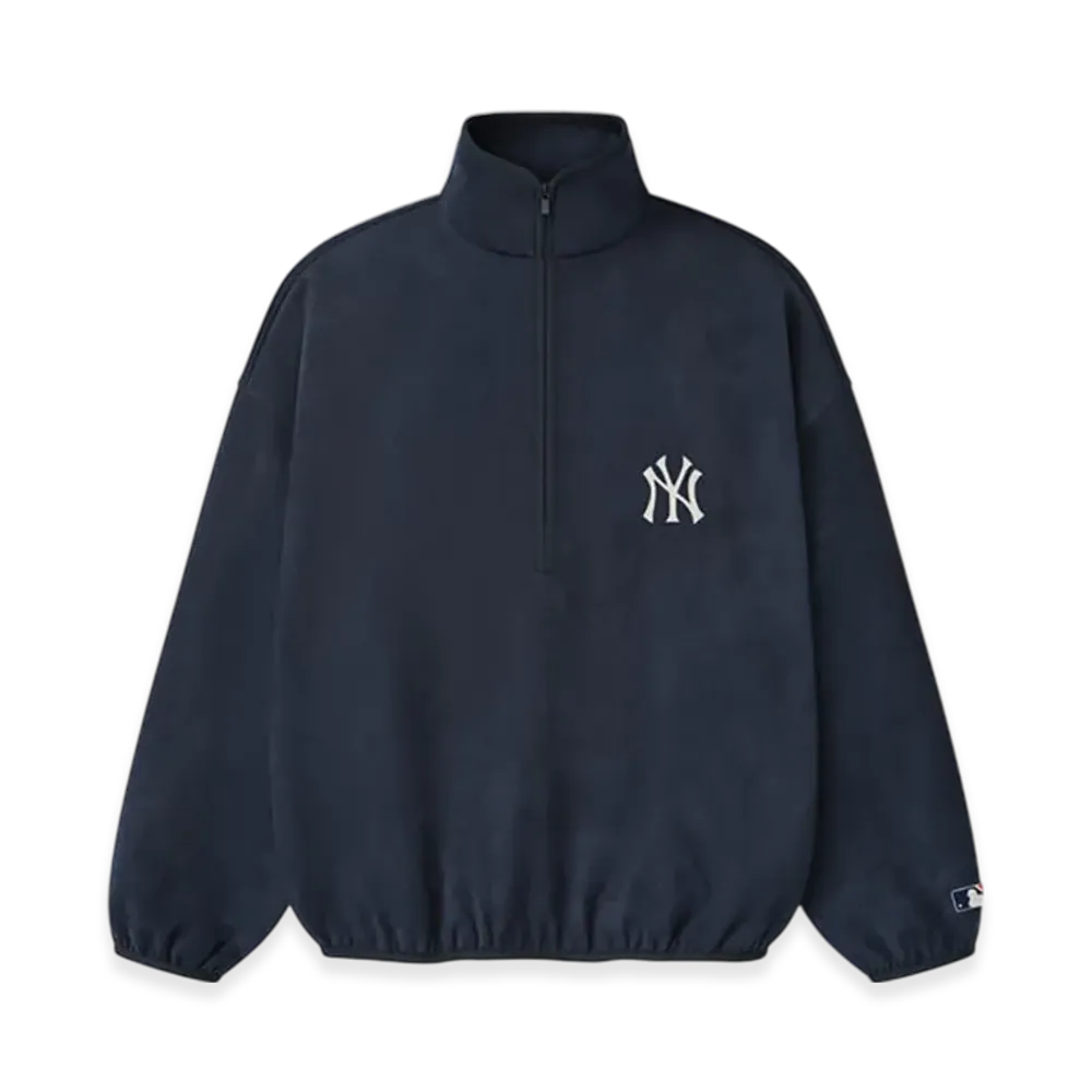 FEAR OF GOD ESSENTIALS Yankees Suede Fleece Modern Half Zip "Dark Sapphire"