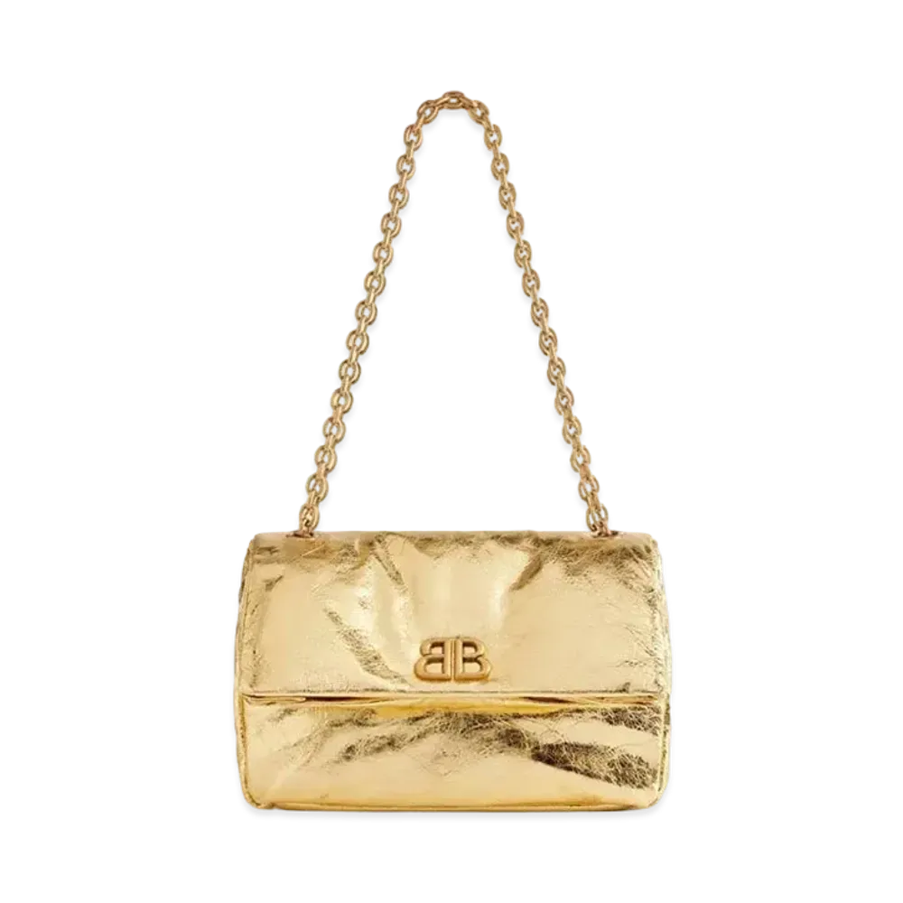 BALENCIAGA Monaco Small Chain Bag Metallized "Gold"