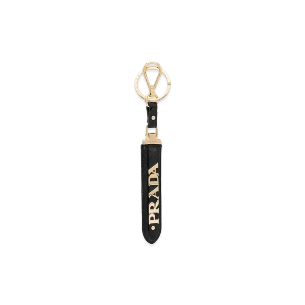 PRADA Saffiano Leather Keychain "Black"