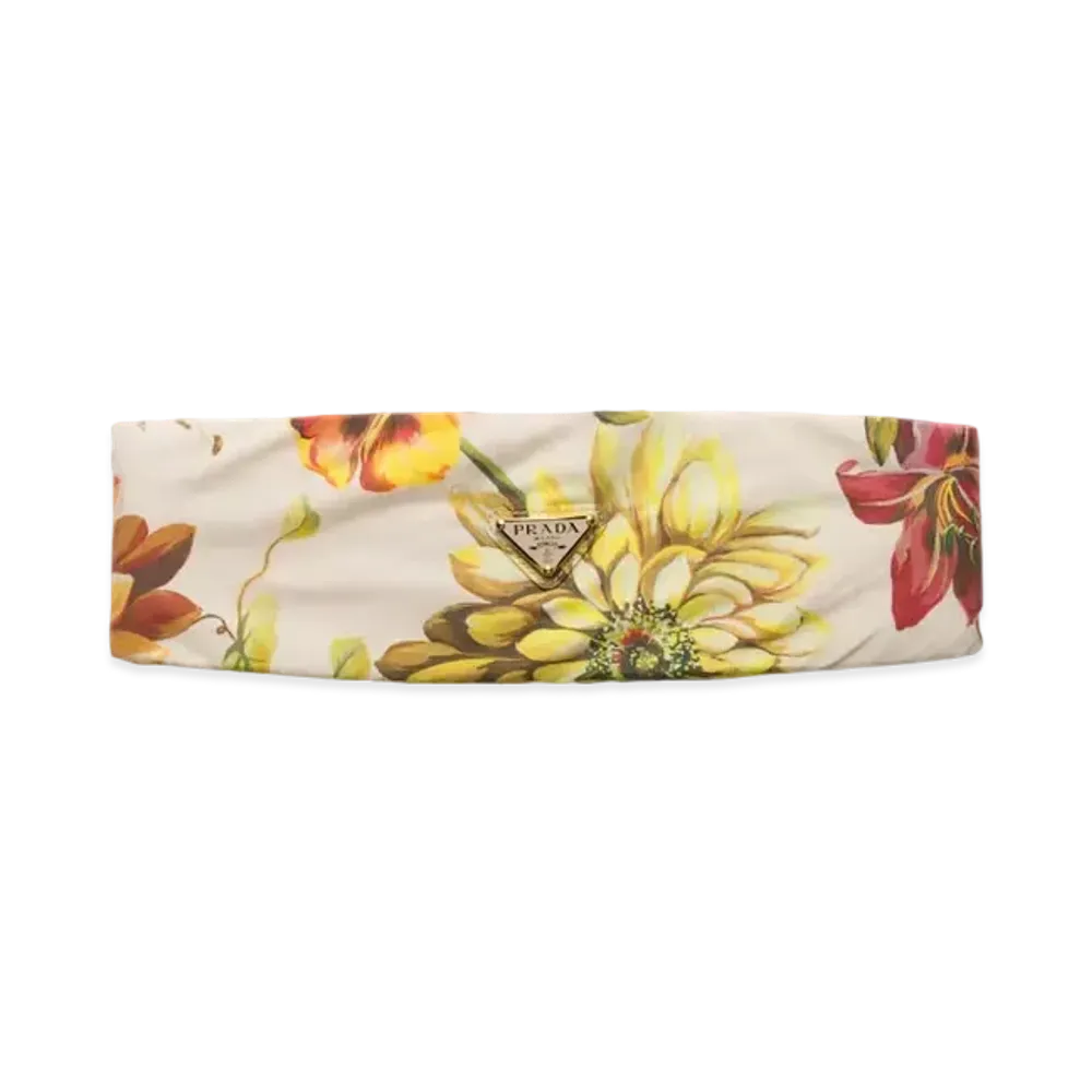 PRADA Printed Fabric Headband "Sand Beige"
