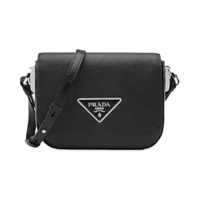 PRADA Saffiano Leather Identity Shoulder Bag "Black"