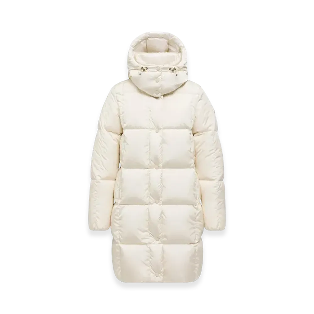 MONCLER Litte Square-Quilted Hooded Long Down Jacket "White"