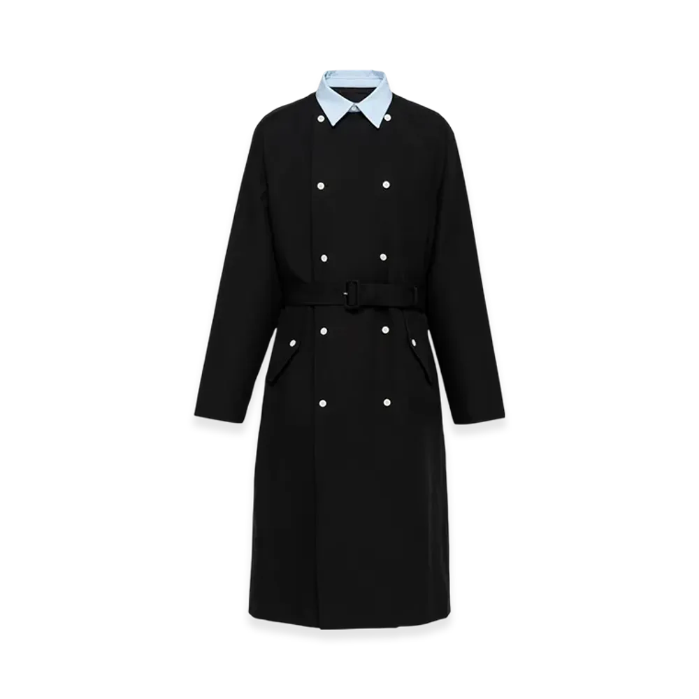 PRADA Cotton Raincoat "Black/Sky Blue"