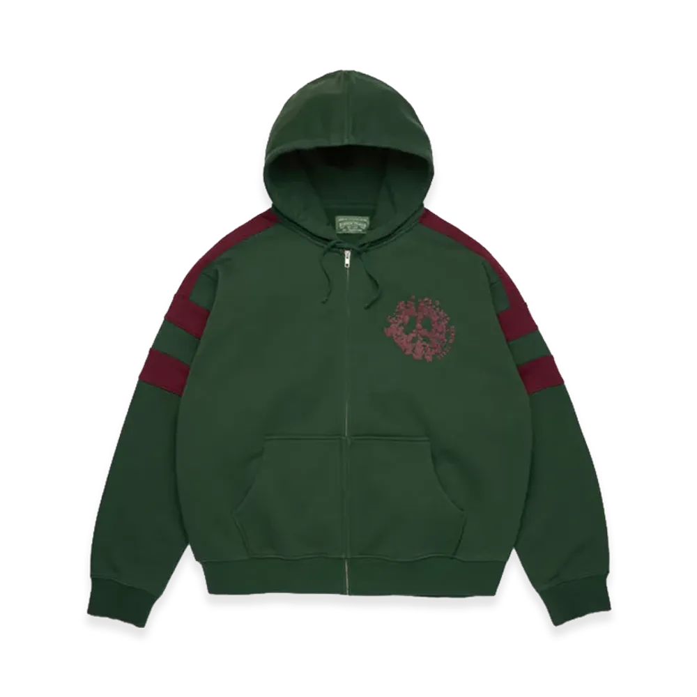 DENIM TEARS Denim U Paneled Zip Hoodie "Green"