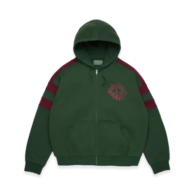 DENIM TEARS Denim U Paneled Zip Hoodie "Green"