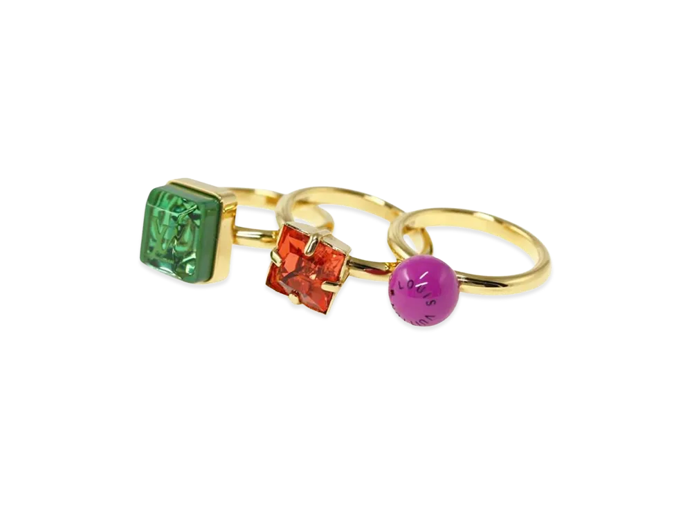 Louis Vuitton Bague V Cosmopolitan 3-Ring Set "Gold/Red/Green/Purple"