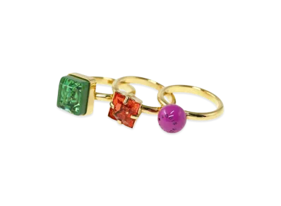 Louis Vuitton Bague V Cosmopolitan 3-Ring Set "Gold/Red/Green/Purple"