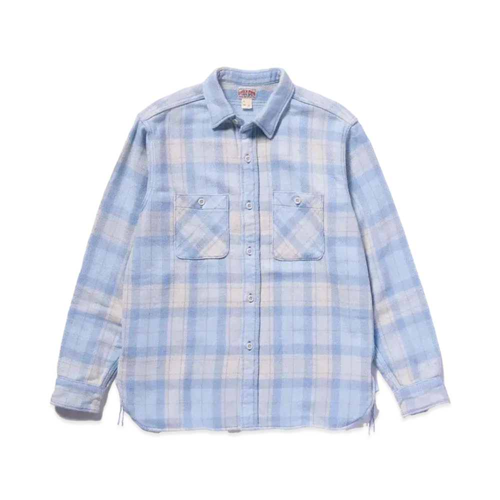 THE REAL McCOY'S 8HU Block Check Summer Flannel Shirt "Light Blue"