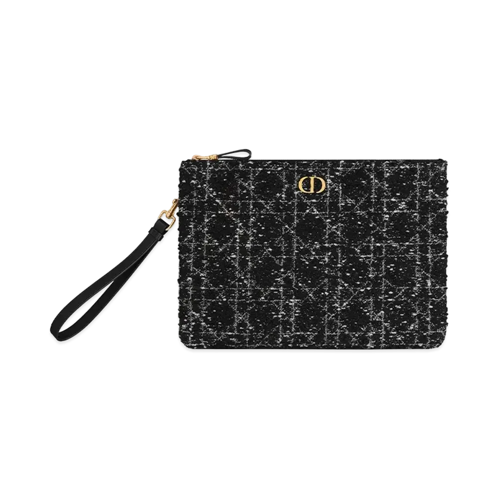 Dior Large Caro Daily Pouch Tweed "Black"
