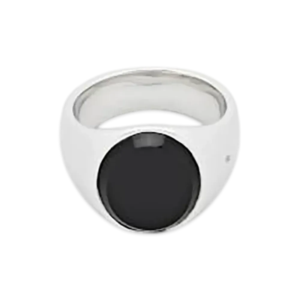 TOM WOOD Oval Polished Black Onyx "Silver"
