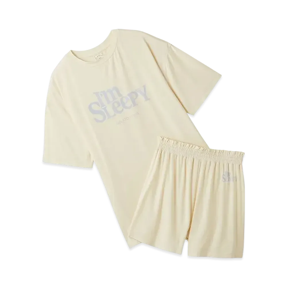 GELATO PIQUE Colorful Rayon Logo Big T-Shirt & Shorts Set "Cream"