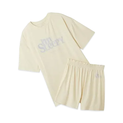 GELATO PIQUE Colorful Rayon Logo Big T-Shirt & Shorts Set "Cream"