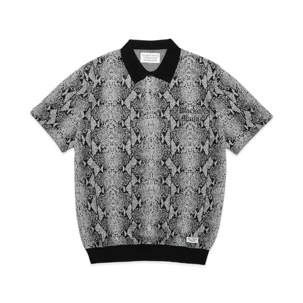 WACKO MARIA Python Knit Jacquard Polo Shirt "Gray"