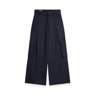 DRIES VAN NOTEN Wide Pleated Pants "Navy"