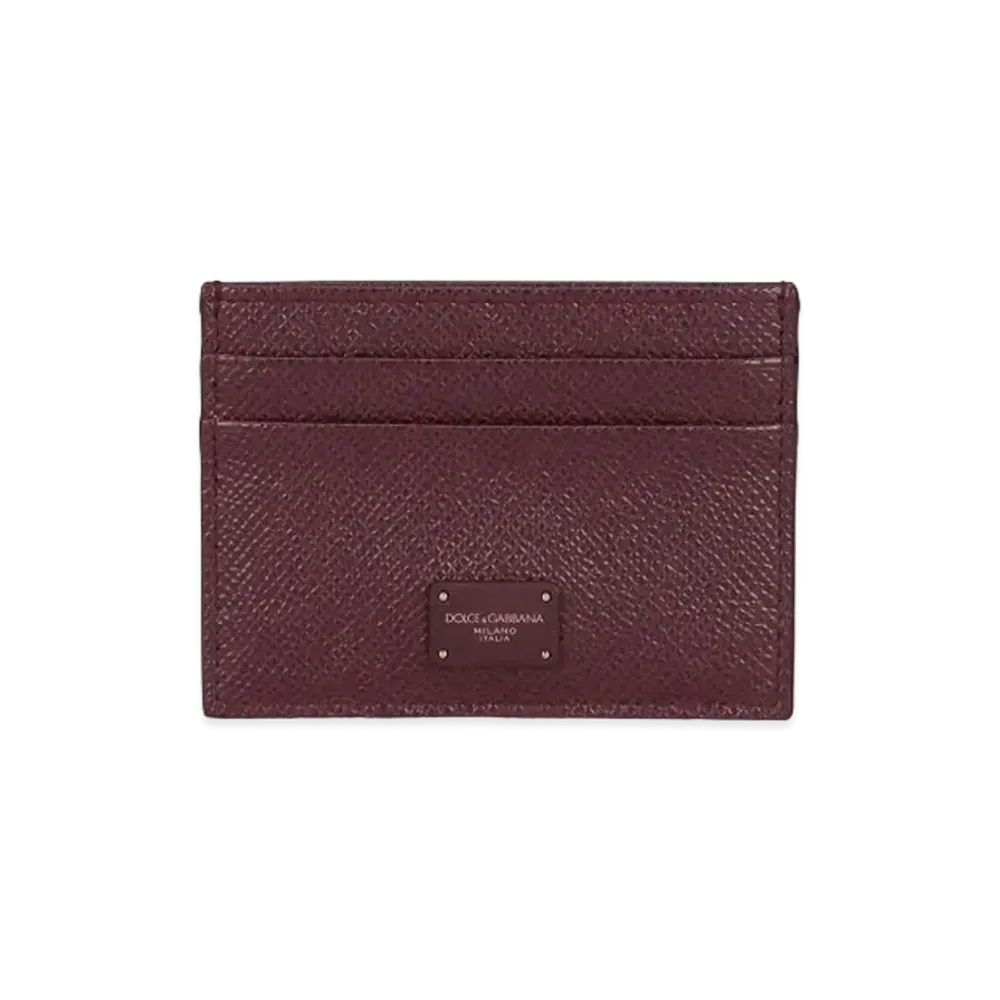 Dolce&Gabbana Credit Card Holder Dauphine Calfskin Logo Plate "Bordeaux"