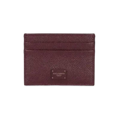 Dolce&Gabbana Credit Card Holder Dauphine Calfskin Logo Plate "Bordeaux"