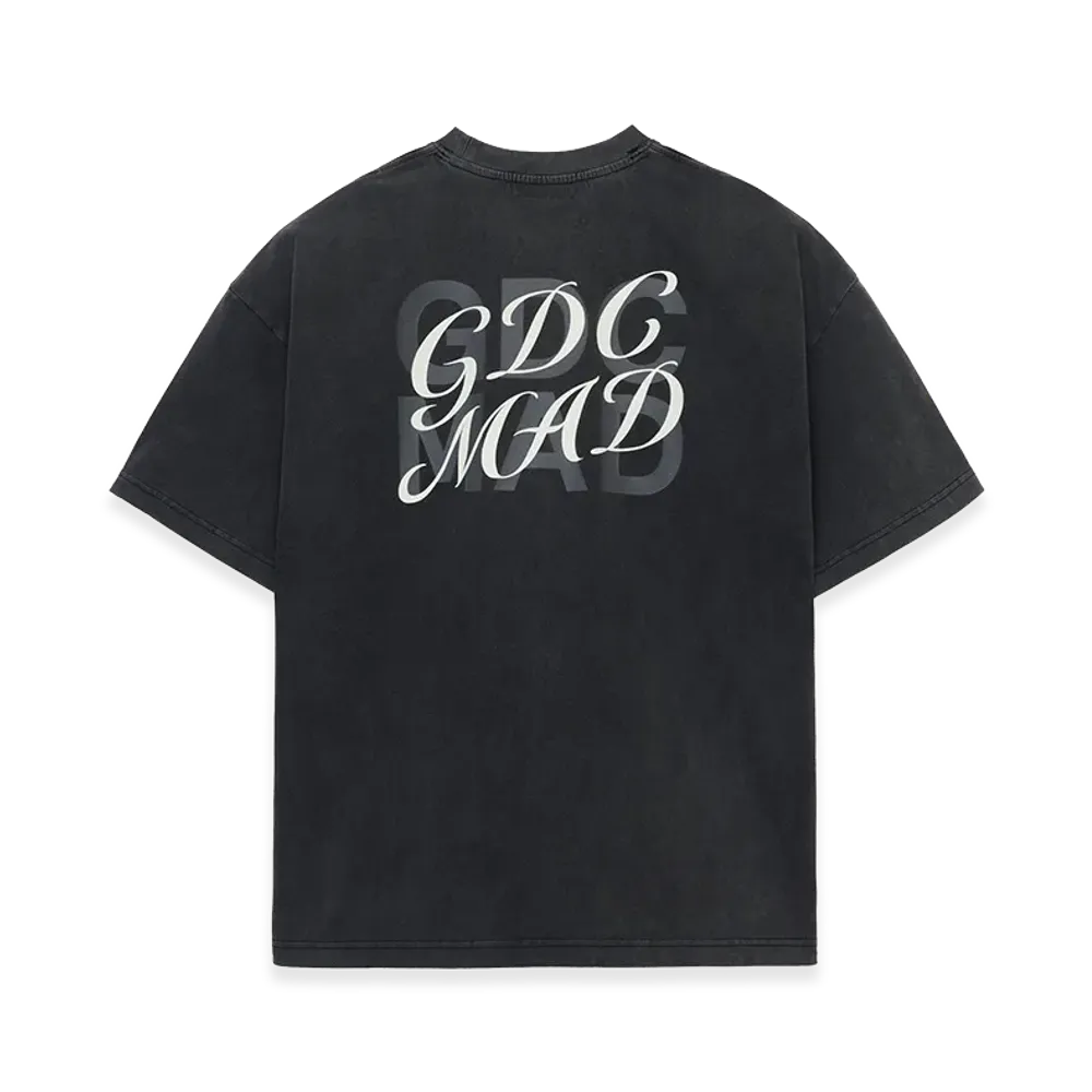 GDC x MADNESS Superimpose Graphic Washed T-Shirt "Charcoal"