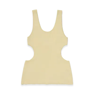 AURALEE Women's Double Faced Silk Cotton Knit Long Tank "Yellow Beige"