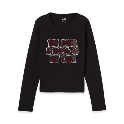 X-Girl Women's Star And Logo L/S Baby Tee "Black"