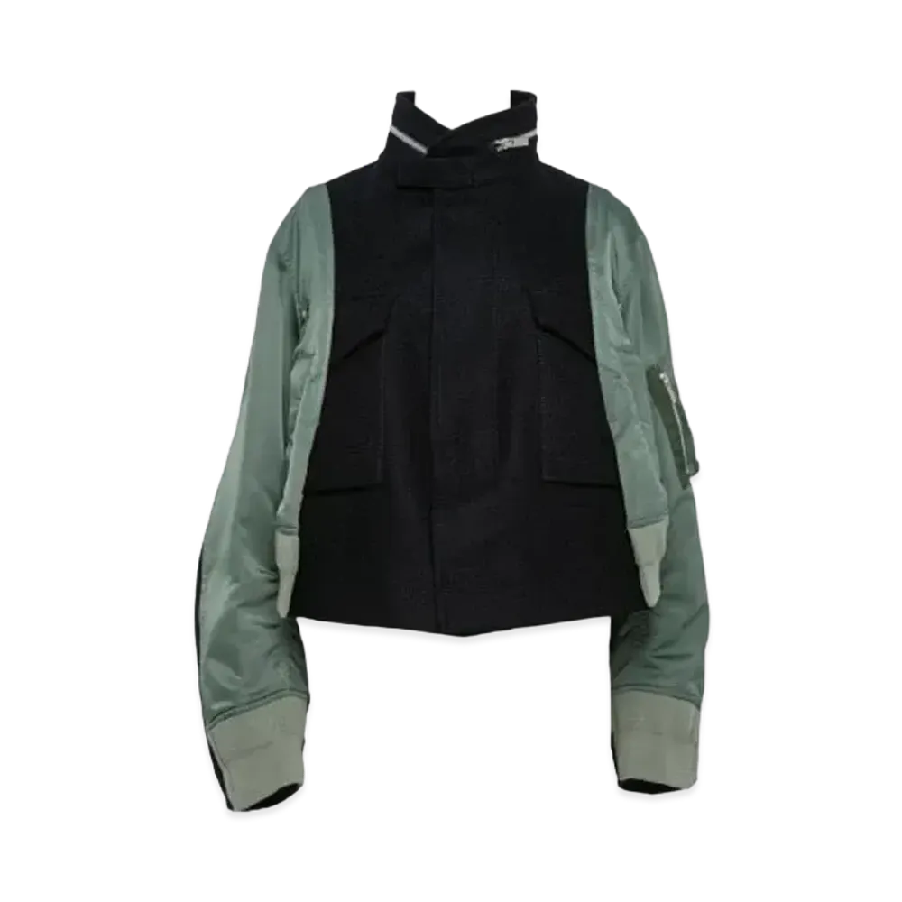 sacai Wool Melton x Nylon Twill Jacket "Dark Navy/Khaki"