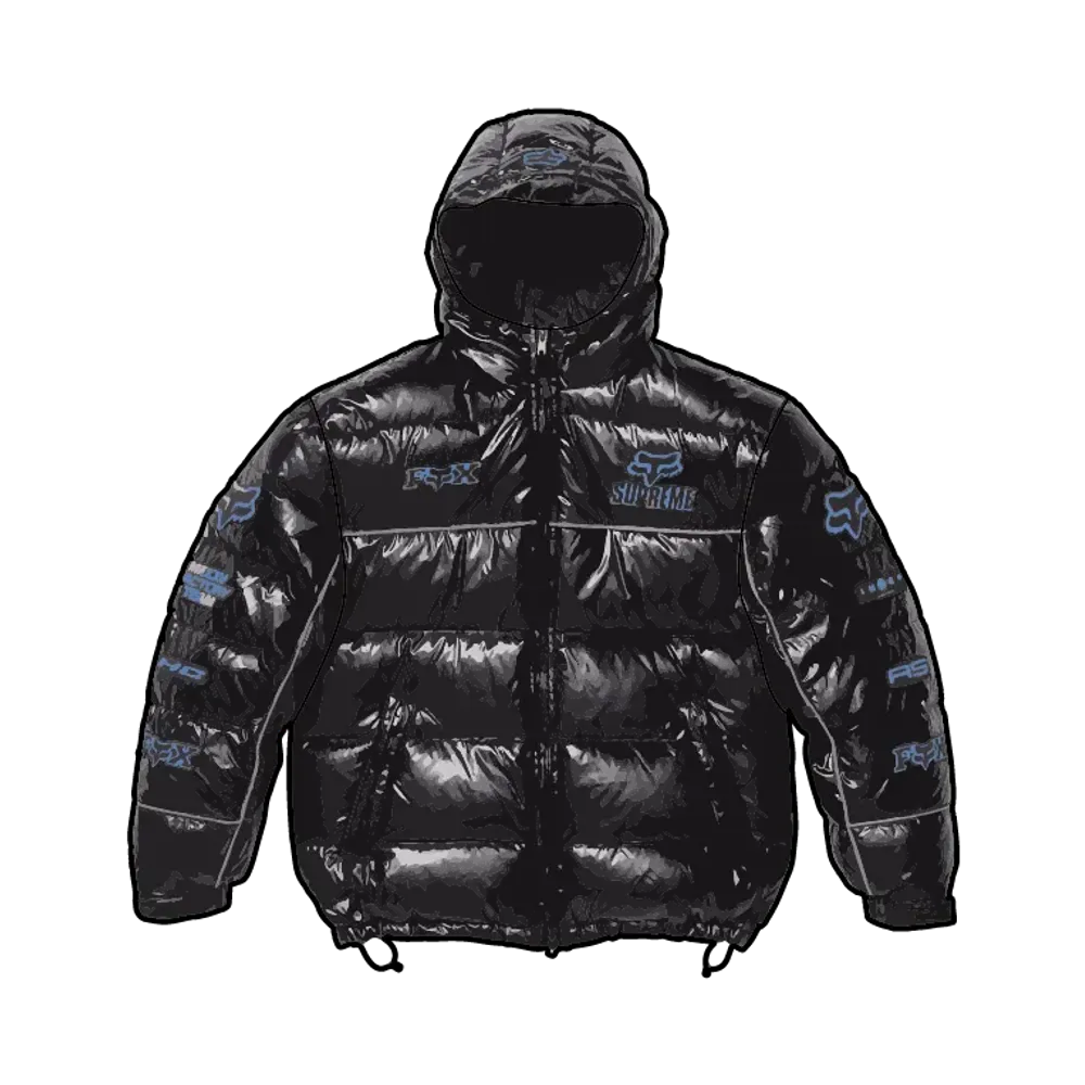 Supreme x Fox Racing Shiny Down Puffer Jacket "Black"