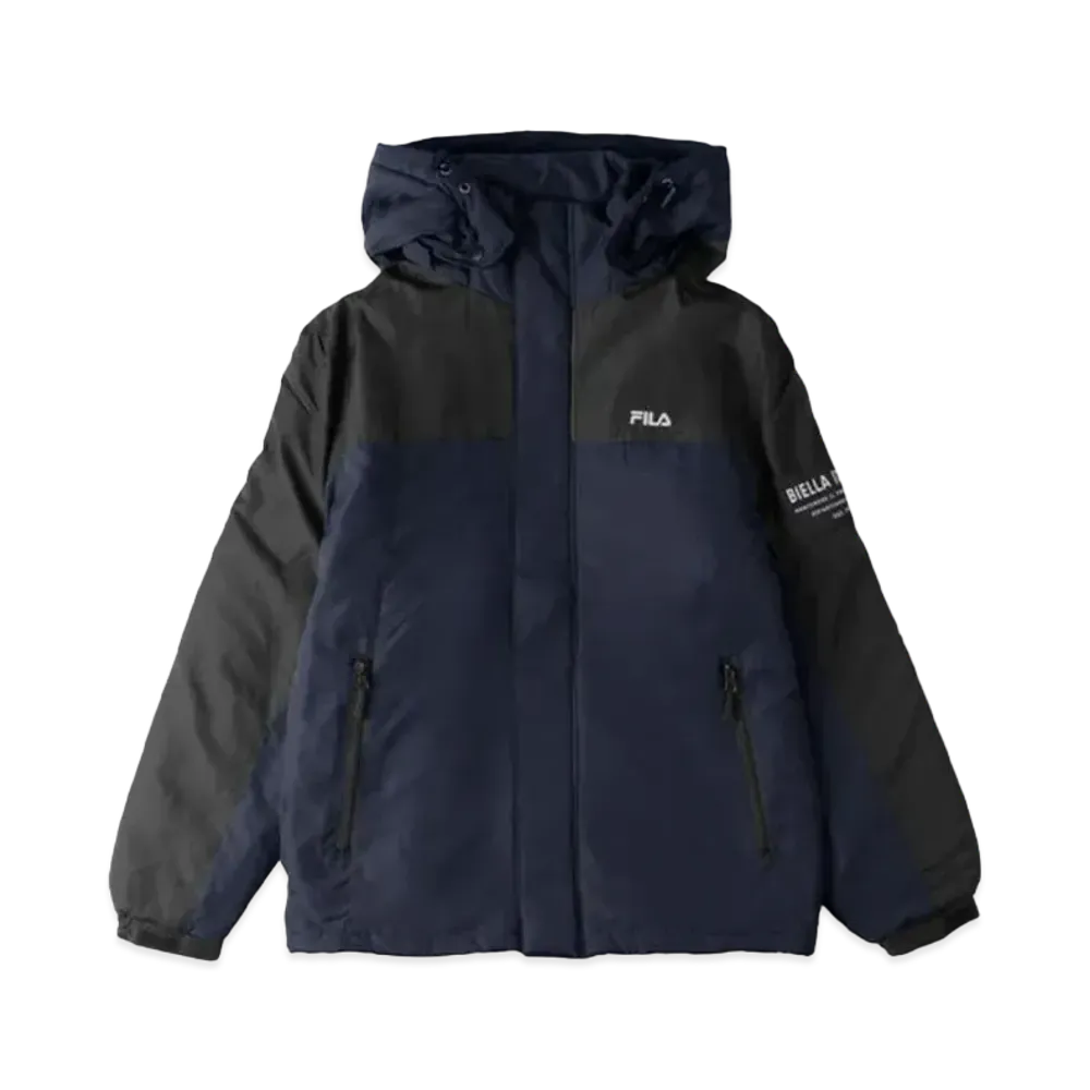 FILA One-Point Logo Embroidery Color Scheme Switching Aluminum Coating Filling Eco Down Jacket Outerwear "Blue"