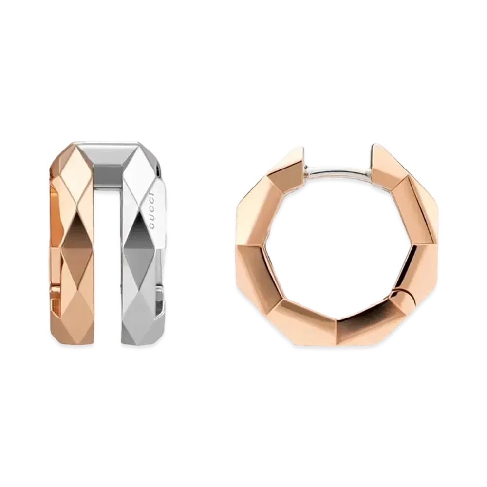 GUCCI Link to Love Double Earrings 18K "Rose Gold/White Gold"