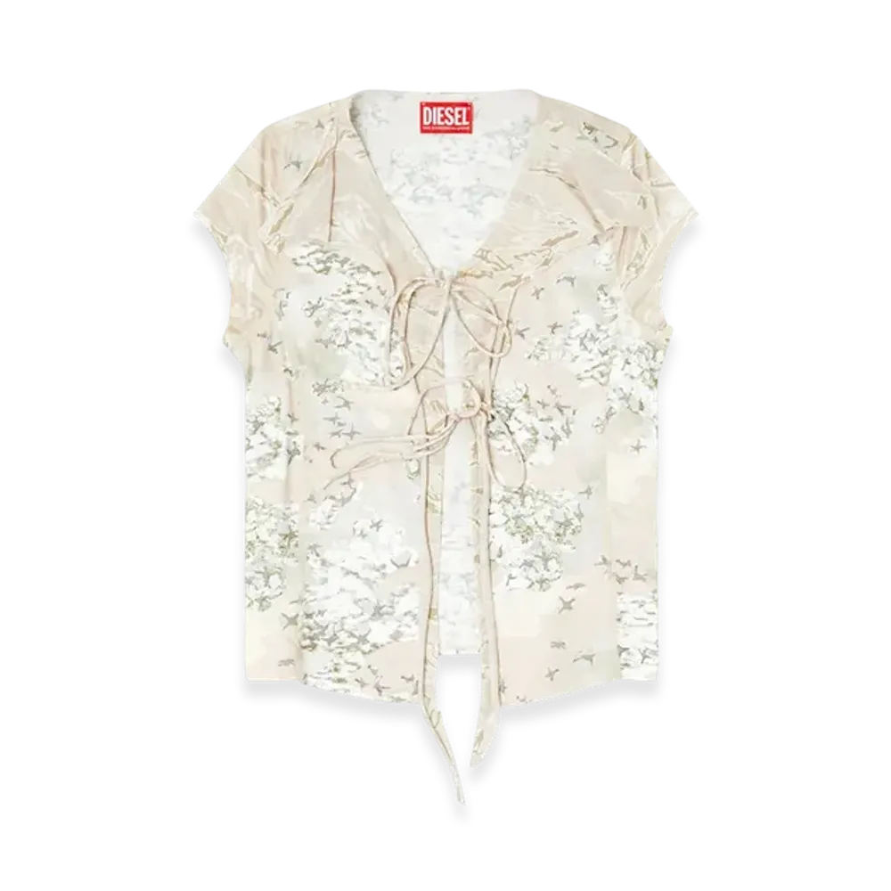 Diesel T-Afrymy Tie Top With Mixed Camo Prints "Beige"
