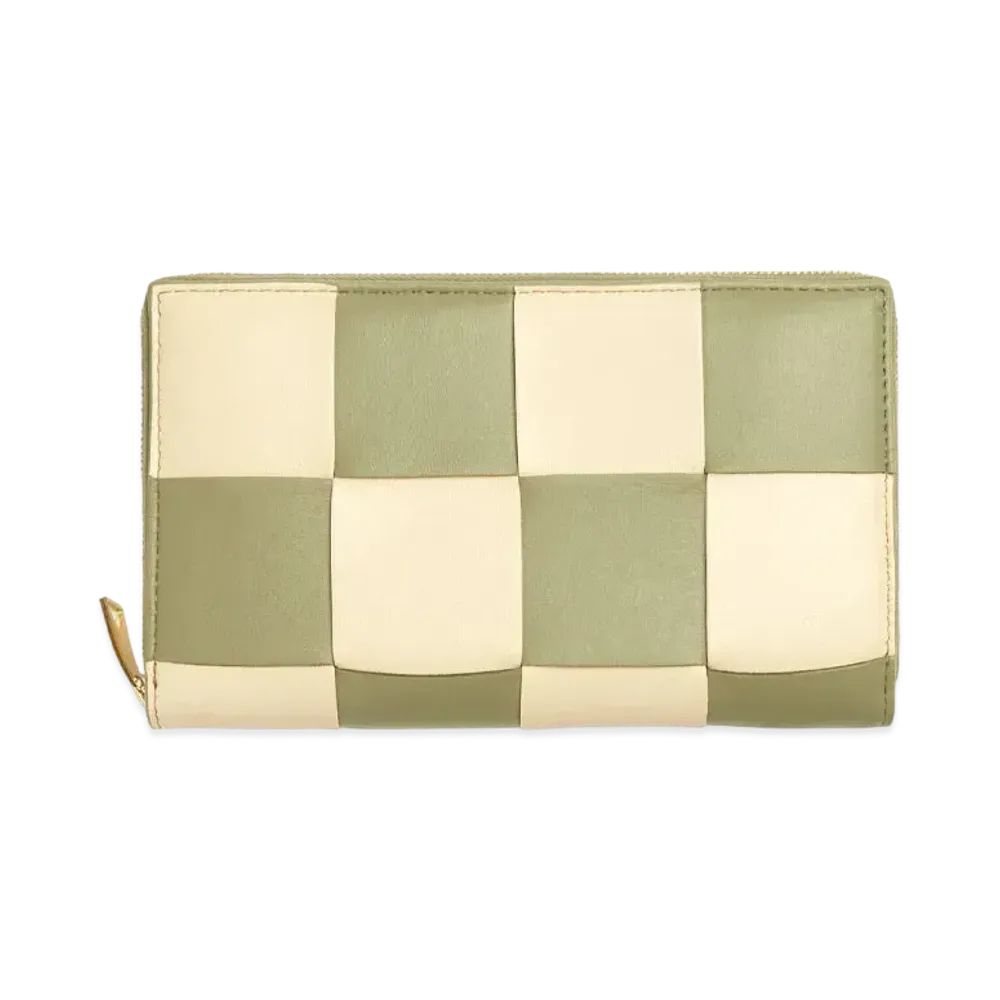 Bottega Veneta Zip Around Wallet "String/Travertine"