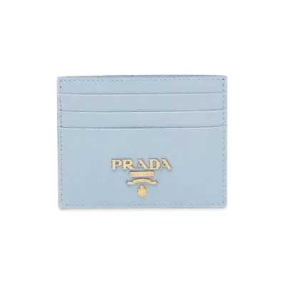 PRADA Saffiano Leather Card Holder "Light Blue"