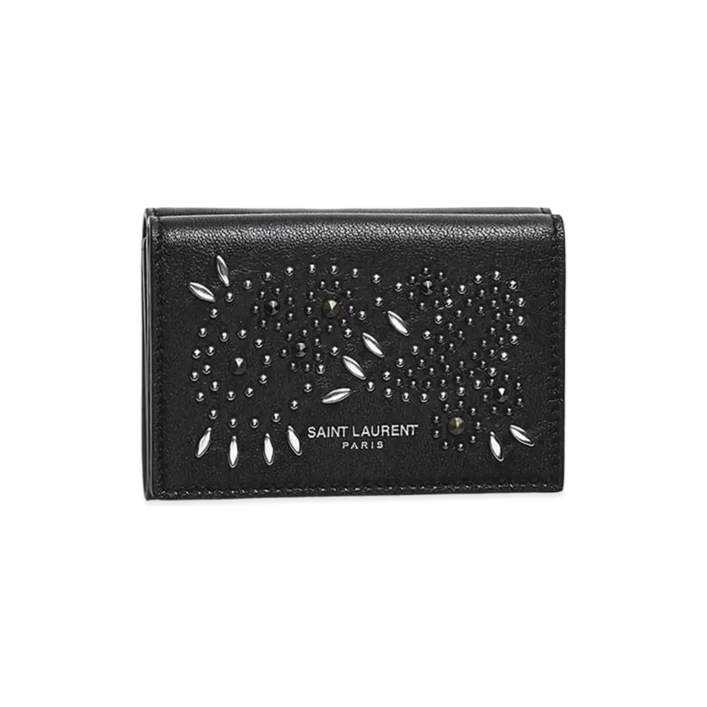 SAINT LAURENT Vintage Studs Mini Wallet "Black"