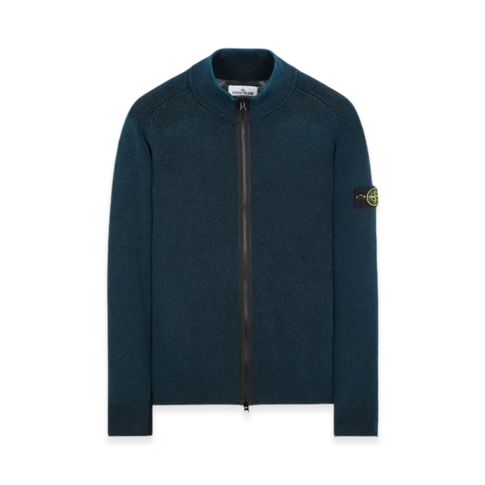 Stone Island 566T1 Dust Color Treatment Pure Wool Cardigan Knit - 23FW "Navy Blue"