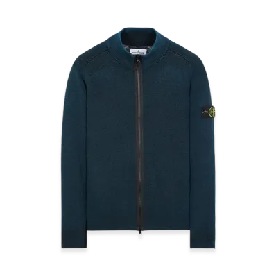 Stone Island 566T1 Dust Color Treatment Pure Wool Cardigan Knit - 23FW "Navy Blue"