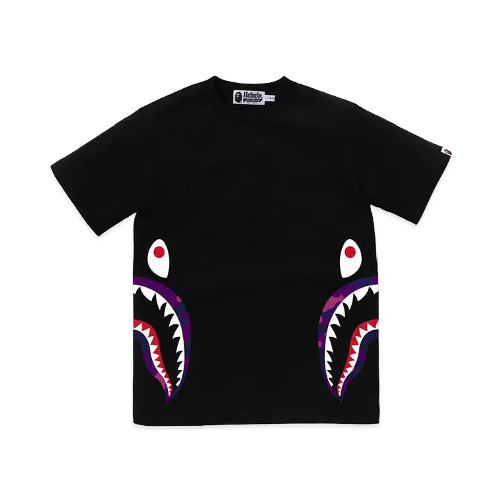 A BATHING APE Junior Color Camo Side Shark Tee "Black/Purple"