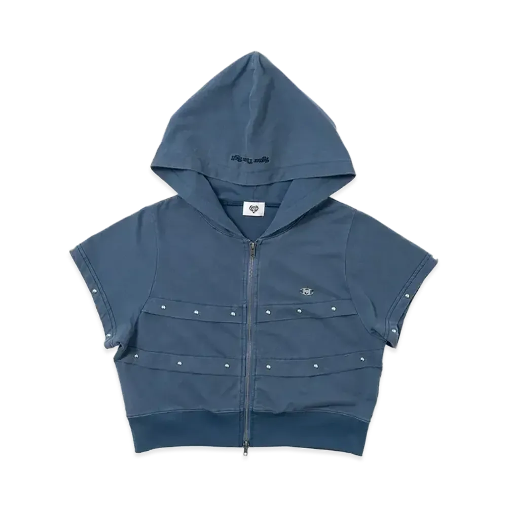 HTH short sleeve zip hoodie "BULE"